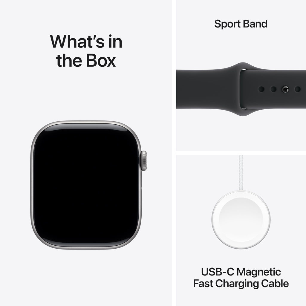 Apple Watch Series 11 [GPS 42mm] Smartwatch with Jet Black Aluminum Case with Black Sport Band - S/M. Sleep Score, Fitness Tracker, Health Monitoring, Always-On Display, Water Resistant