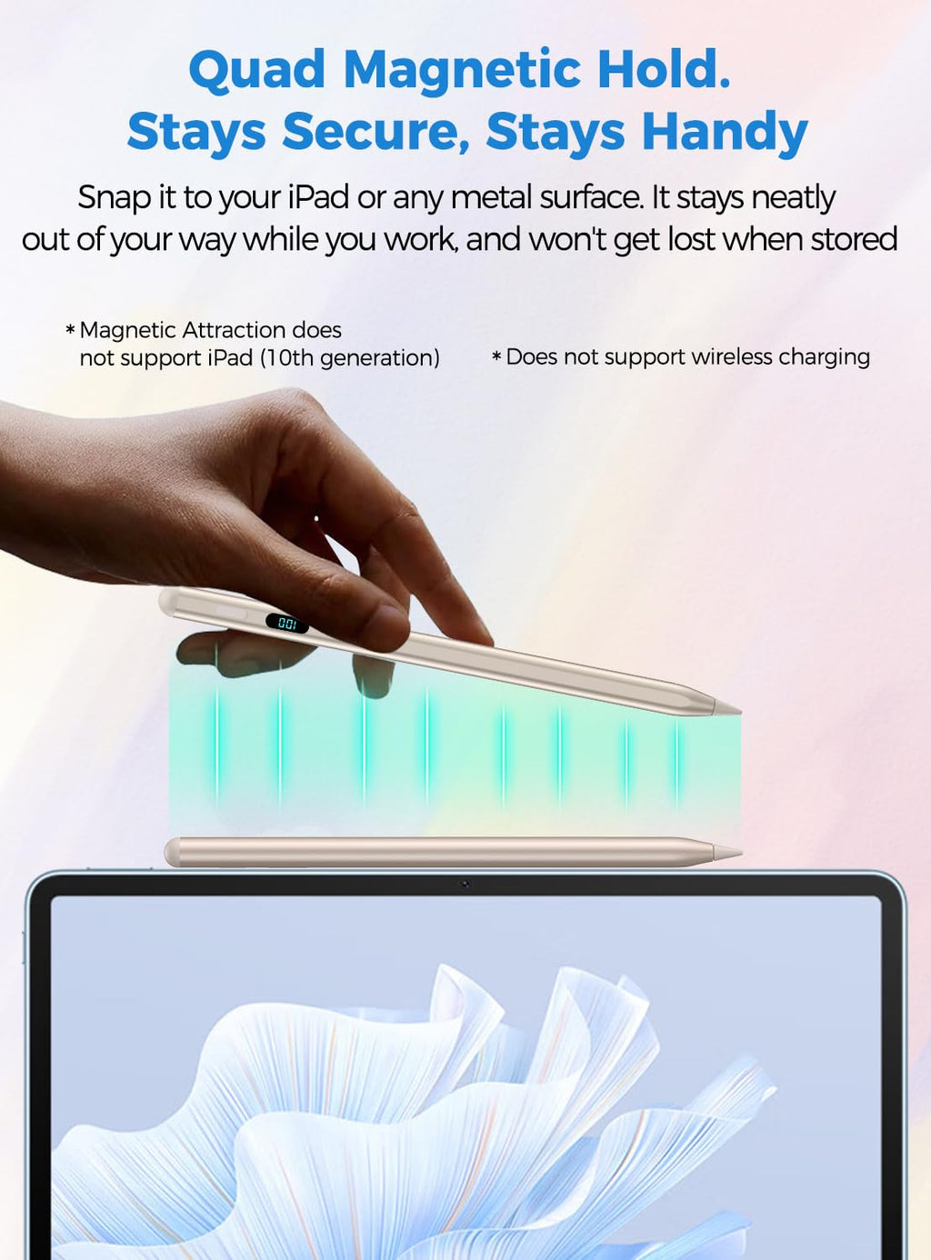 Stylus Pencil Magnétique pour iPad — Anti-Paume, Détection d'Inclinaison, Charge USB-C Rapide