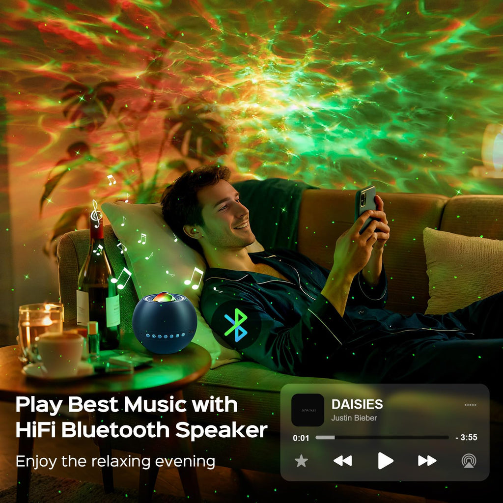 One Fire 360 Lights Galaxy Projector Star Projector Teen Girl Gifts Trendy Stuff Birthday Gifts Teen Boys Gift Ideas Women Gifts Lava Lamp 15 White Noise+ Bluetooth Room Decor Led Lights for Bedroom