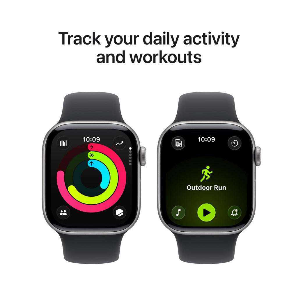 Apple Watch Series 11 [GPS 42mm] Smartwatch with Jet Black Aluminum Case with Black Sport Band - S/M. Sleep Score, Fitness Tracker, Health Monitoring, Always-On Display, Water Resistant