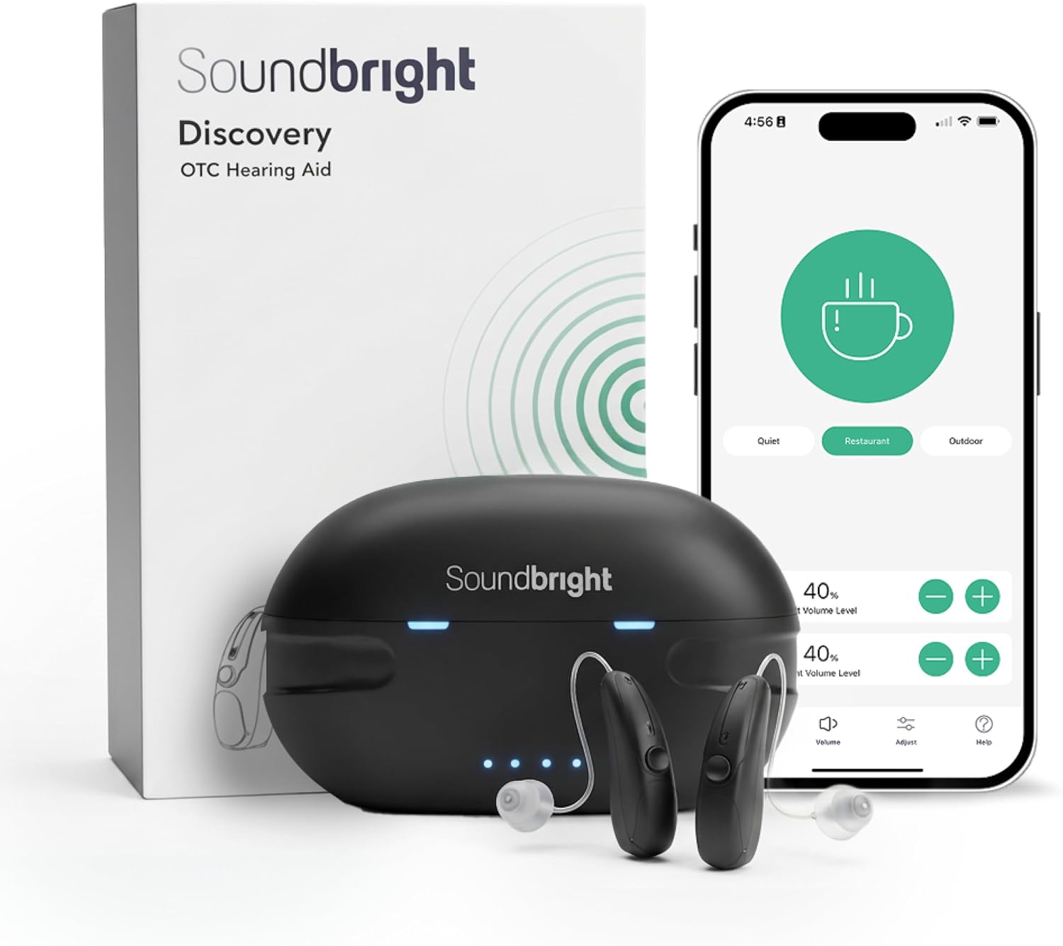 Discovery Bluetooth Over the Counter (OTC) Rechargeable Hearing Aids for Adults, Small Hearing Aids for Men/Women– 48H Battery, Phone Call/Music Compatible, Receiver in Canal (RIC) Style