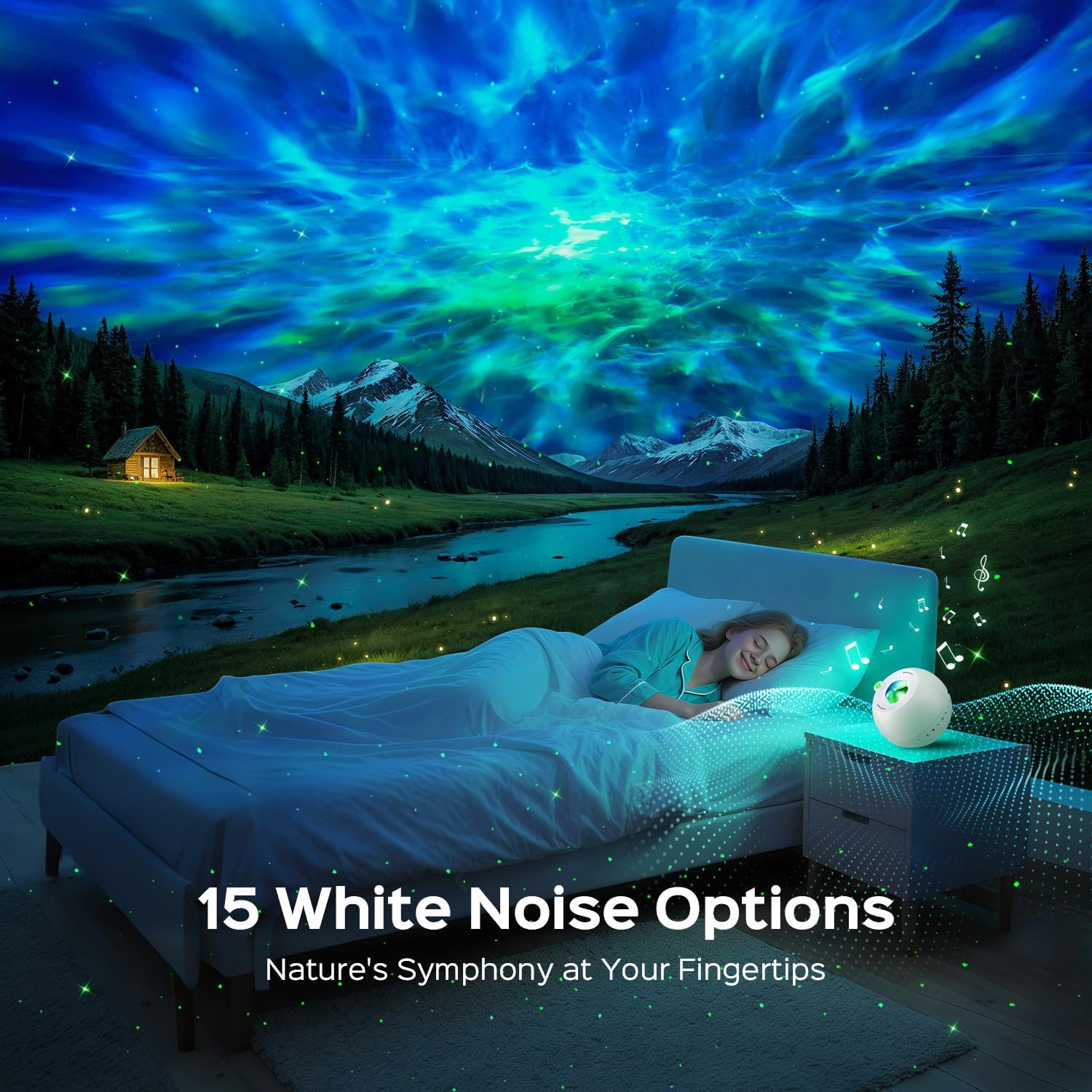 One Fire 360 Lights Galaxy Projector Star Projector Teen Girl Gifts Trendy Stuff Birthday Gifts Teen Boys Gift Ideas Women Gifts Lava Lamp 15 White Noise+ Bluetooth Room Decor Led Lights for Bedroom