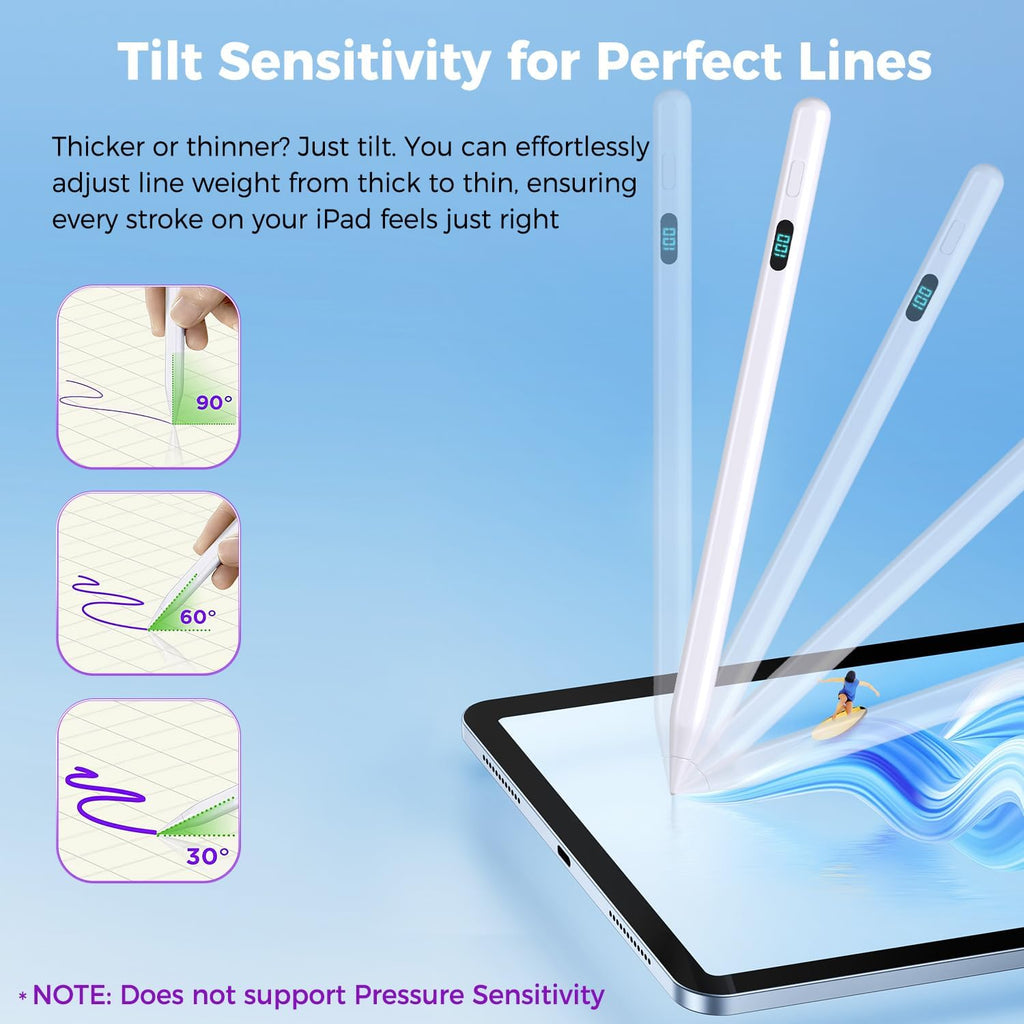 Stylus Pencil Magnétique pour iPad — Anti-Paume, Détection d'Inclinaison, Charge USB-C Rapide