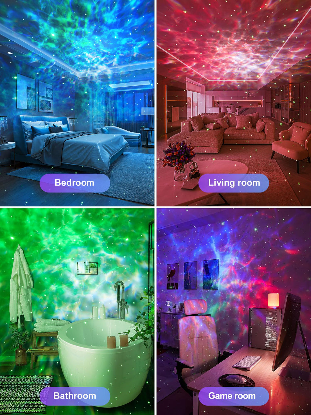 One Fire 360 Lights Galaxy Projector Star Projector Teen Girl Gifts Trendy Stuff Birthday Gifts Teen Boys Gift Ideas Women Gifts Lava Lamp 15 White Noise+ Bluetooth Room Decor Led Lights for Bedroom