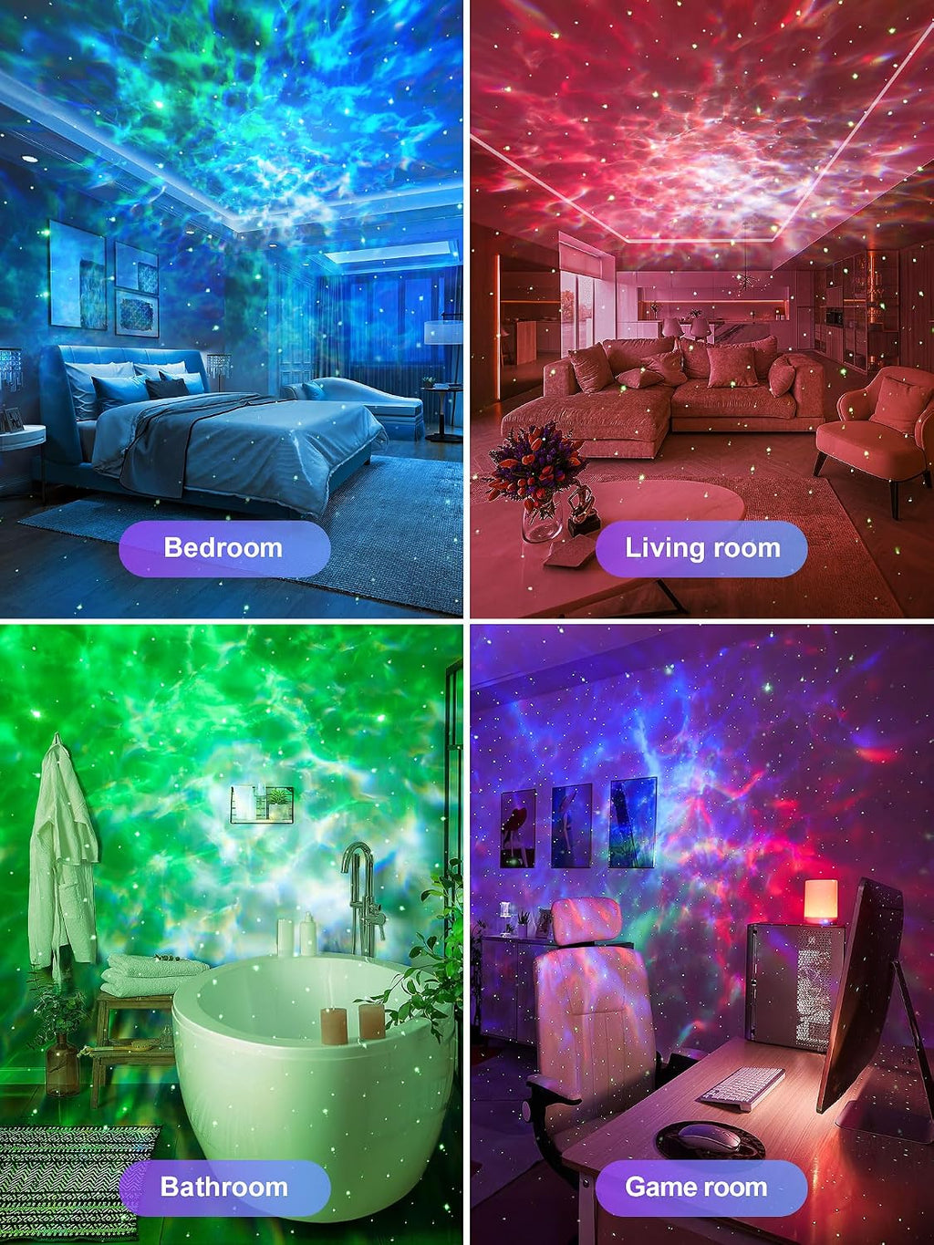 One Fire 360 Lights Galaxy Projector Star Projector Teen Girl Gifts Trendy Stuff Birthday Gifts Teen Boys Gift Ideas Women Gifts Lava Lamp 15 White Noise+ Bluetooth Room Decor Led Lights for Bedroom