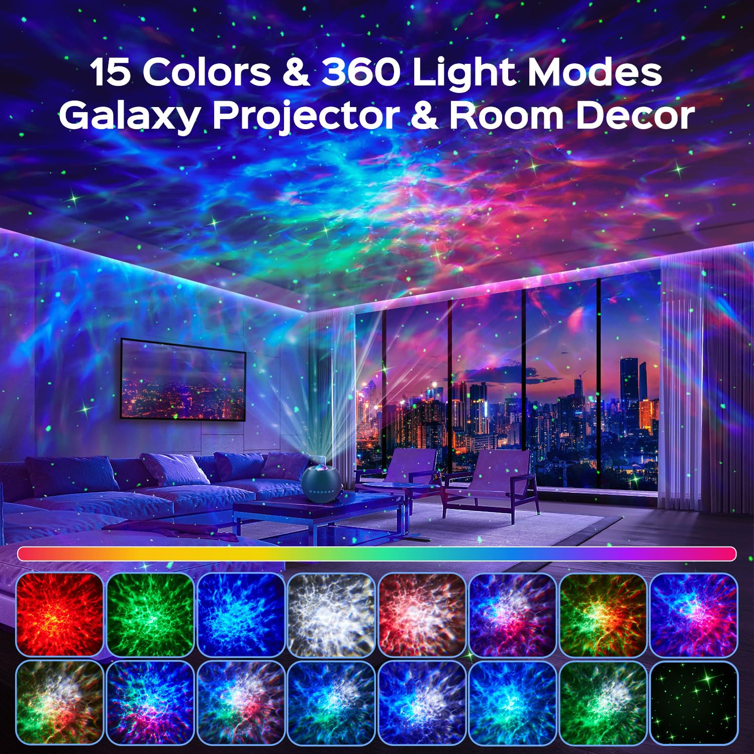 One Fire 360 Lights Galaxy Projector Star Projector Teen Girl Gifts Trendy Stuff Birthday Gifts Teen Boys Gift Ideas Women Gifts Lava Lamp 15 White Noise+ Bluetooth Room Decor Led Lights for Bedroom